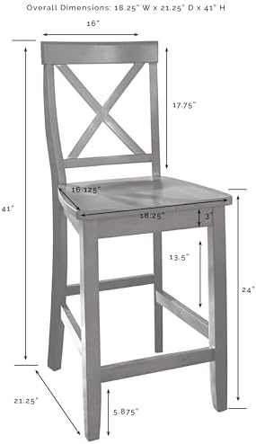 Crosley Furniture X-Back Wood Bar Stools Set of 2, Black, 30-inch
