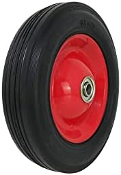 Shepherd Hardware 9636 8-Inch Semi-Pneumatic Rubber Tire, Steel Hub with Ball Bearings, Ribbed Tread, 1/2-Inch Bore Centered Axle