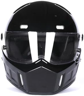 CRG Sports Retro Full Face Motorcycle Helmet, DOT Approved Fiberglass Street Bike Helmet with Clear Visor, Lightweight Cafe Racer Cruiser Motorcycle Helmet