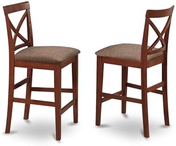 East West Furniture PBS-OAK-W Pub Counter-Height Bar Stool - Pub Height Kitchen Chairs, Set of 2, Oak