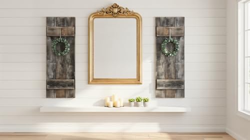 Rustic Revival | Rustic Shutters Made from 100% Reclaimed Weathered Wood – Set of 2 – Farmhouse Barnwood Style Wall Decor – Real Wood Handmade