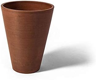 Algreen Valencia Round Planter Pot, 12.25 by 18-Inch, Textured Brown | Round Shape, Indoor Use, UV And Weather Resistant, Drainage Hole With Removable Plug, Lightweight 5.51 lb