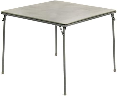Vinyl Folding Card Table and Chair Set (5pc) - Comfortable Padded Upholstery for Easy Cleaning - Fold Away Design, Quick Storage and Portability, Premium Quality (Grey)