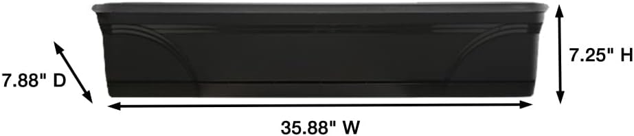 Southern Patio 36 Inch Medallion Weatherproof and Sunray Protected Plastic Hanging Windowsill Garden Box Planter with Drainage Holes, Black