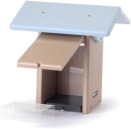 Birds Choice Ultimate Bluebird House, 1.5" Hole | Taupe & Blue | Durable Recycled Plastic Nesting Box, Weather-Resistant for Backyard Bluebirds, 11in x 8.5in x 12.625in