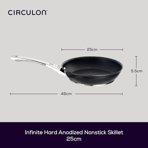 Circulon 80675 Infinite Frypan 20cm - Induction Non Stick Frying pan - Hard Anodized Aluminium Cookware, Black