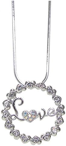 Fashion Jewelry ~ Clear Crystal Love Hoop Pendant Necklace for Women Casual