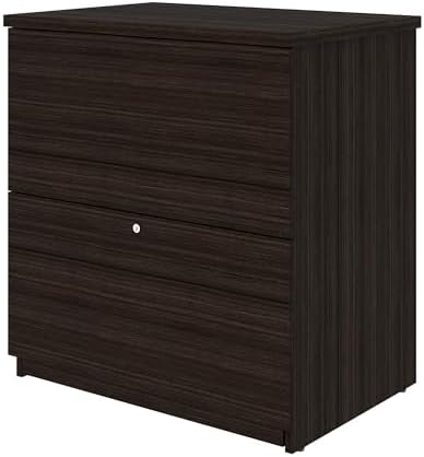 Bestar Universel 29W Standard Lateral File Cabinet in bark Grey | Adjustable leg levelers; ball-bearing drawer slides; Particle board construction