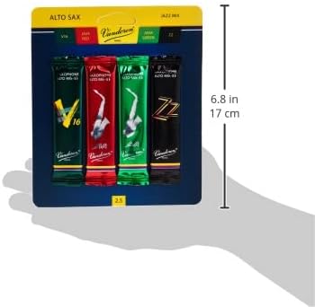 Vandoren SRMIXA3 Alto Sax Jazz Reed Mix Card includes 1 each ZZ, V16, JAVA and JAVA Red Strength 3