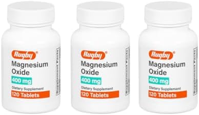 Rugby Magnesium Oxide 400 mg Tablets - Dietary Supplement - Gluten-Free - 120 Count (1 Pack)