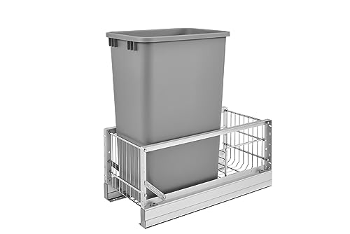 Rev-A-Shelf - 5349-18DM-217 - Double 35 Qt. Pull-Out Brushed Aluminum and Silver Waste Container