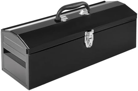 Torin ATB102B 16" Hip Roof Style Portable Steel Tool Box with Metal Latch Closure, Black