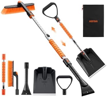 AstroAI 2" 1 Ice Scraper & Snow Shovel Kit, 47.2" Ice Scrapers for Car Windshield and 360° Pivoting Snow Brush