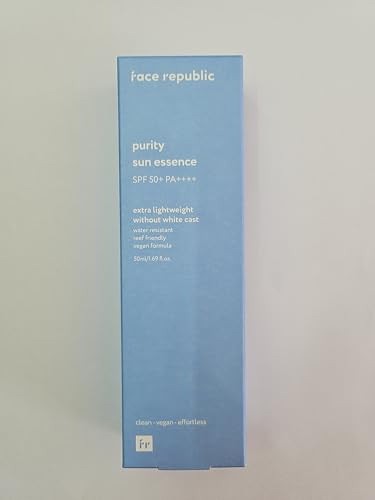 Face Republic Purity Sun Essence 50ml 1.69fl.oz. | SPF50+ Broad Spectrum UV Protection | No White Cast | Water Resistant | Vegan Certified, Reef Safe