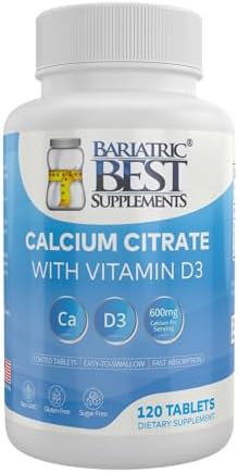 Bariatric Calcium Citrate with Vitamin D3 | 600mg | Higher Dose Than Most Competitors | Post-Bariatric Surgery | Gastric Bypass & Sleeve | ASMBS