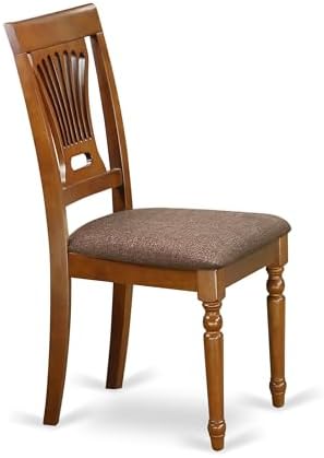 East West Furniture PVC-WHI-C Plainville Kitchen Dining Chairs - Linen Fabric Upholstered Solid Wood Chairs, Set of 2, Buttermilk & Cherry