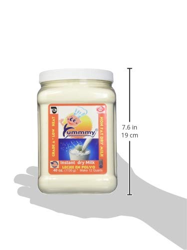 Yummmy Instant Nonfat Powdered Dry Milk - Leche en polvo, 2.5 Lbs. (40 Oz), Grade A, Kosher and Halal Certified, Made in USA