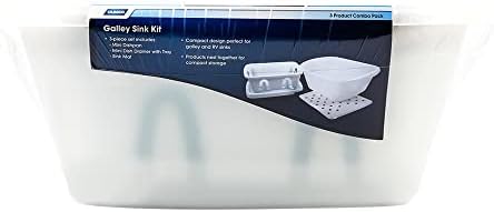 Camco 43517 White Sink Kit with Dish Drainer, Dish Pan and Sink Mat,Pack of 1