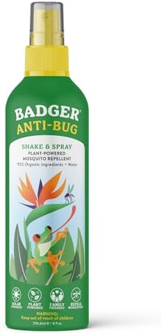 Badger Bug Spray, 3-Hour DEET-Free Mosquito Repellent, Family Friendly, Citronella & Organic Essential Oils, Natural & Vegan Insect Repellent Spray, 4 fl oz Aluminum Bottle
