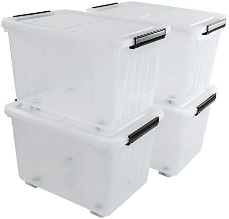 30L Plastic Storage Bin with Lid, Stackable Clear Container