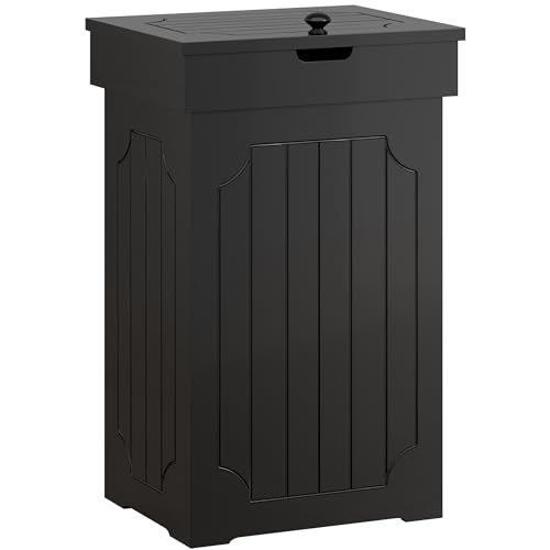 Function Home Trash Can Cabinet, 13 Gallon Kitchen Garbage Can, Wood Recycling Trash Bin, Freestanding Dog Proof Trash Can, Farmhouse Trash Cabinet with Lid for Home Kitchen Bathroom, Yellow