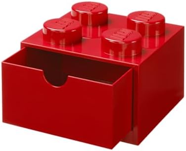 LEGO Stackable Desk Drawer RED with 8 Knobs - Plastic Storage Box for LEGO, Toys, Desk Drawers, Office Supplies, and Stackable Storage, Home Decoration