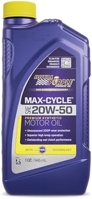 Royal Purple (06316-6PK Max-Cycle 20W-50 High Performance Synthetic Motorcycle Oil - 1 Quart, (Case of 6)