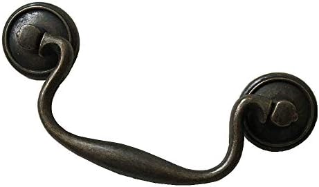 3.75" C-C Bail Drawer Pull Drop Dresser Pull Dark Antique Bronze Swing Drawer Handle Vintage Style 3 3/4" 96 mm Centers (Bail Pull- 3.75" (96 mm) Centers, Dark Antique Bronze)