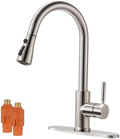 RULIA Kitchen Faucet, Pull-Down Sink Faucet with 3 Functions Sprayer, Kitchen Sink Faucet, PB1020