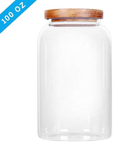 SAIOOL Egg Jar,kitchen canister， 1 Gallon Large Glass Food Storage Jars with Airtight Lid, Clear