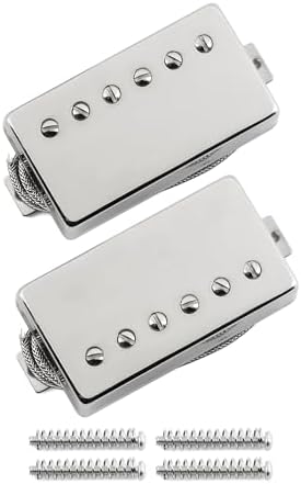 FLEOR Alnico5 Guitar Humbucker Pickup Set Chrome Bridge & Neck Pickups Compatible with LP style Guitar Part