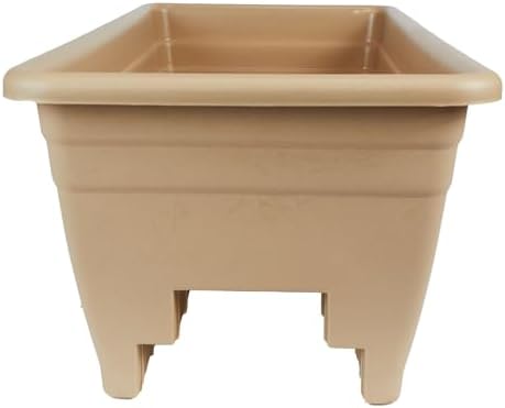 The HC Companies 24 Inch Deck Rail Box Planter Lightweight Outdoor Plastic Plant Pot for Herbs and Flowers, White