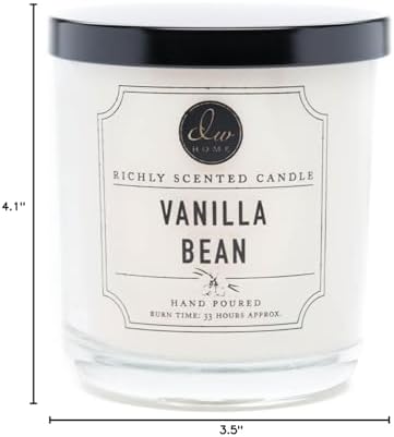 DW Home Vanilla Bean Scented Candle for Home, 9 oz, Medium Single Wick Candle Jar, Up to 33H Burn Time, Luxury Scented Candle for Relaxation, Gifting