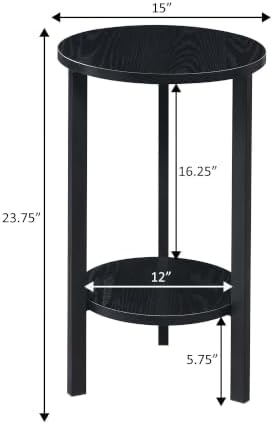 Convenience Concepts Graystone 24 inch 2 Tier Plant Stand - Industrial Stand for Plants, Vases, and Antiques, Urban Modern Design for The Living Room