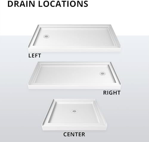 DreamLine SlimLine 36 in. D x 60 in. W x 2 3/4 in. H Right Drain Single Threshold Shower Base in White, DLT-1136602