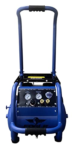 Eagle EA-6000 Silent Series 6000 Portable Electric Air Compressor 125 PSI MAX Hot Dog with Panel and Wheels, Ultra- Quiet, Blue, 6 Gallon