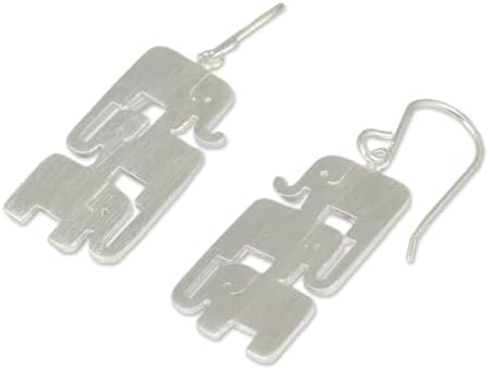 NOVICA Artisan Handmade .925 Sterling Silver Dangle Earrings Thailand Animal Themed 'Elephant Stack'
