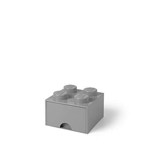 LEGO Brick Drawer, 4 Knobs, 1 Drawer, Stackable Storage Box, Black