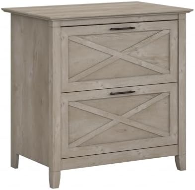 Bush Home Key West 2 Drawer Lateral File Cabinet in Washed Gray, Document Storage for Home Office, Accent Chest with Drawers