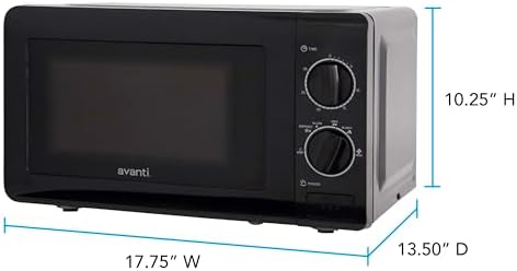 Avanti Microwave Oven 700-Watts Compact Mechanical with 5 Power Settings, Defrost, Full Range Temperature Control and Removable Glass Turntable