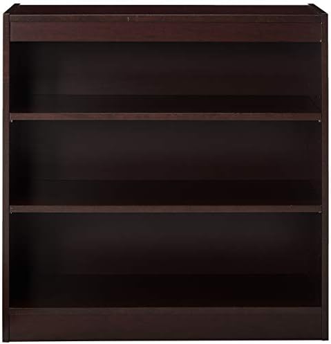 Lorell 3-Shelf Panel Mahogany Bookcase, 36" x 12" x 36"