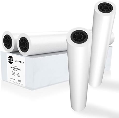 ACYPAPER Plotter Paper 24 x 150, CAD Paper Rolls, 20 lb. Bond Paper on 2" Core for CAD Printing on Wide Format Ink Jet Printers