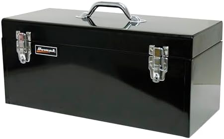Homak Steel Flat Top Toolbox with Removable Tray, Black, 20 Inches