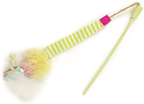 SmartyKat Frisky Flyer Feather Wand Cat Toy, Extendable Up to 24" - Blue, One Size