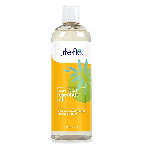 LIFE-FLO Pure Coconut Oil, Fractionated, Refined Liquid Coconut Oil, Skin Care, Hair Care, Massage, Aromatherapy, All Skin Types, Hypoallergenic, 60-Day Guarantee, Not Tested on Animals, 16oz