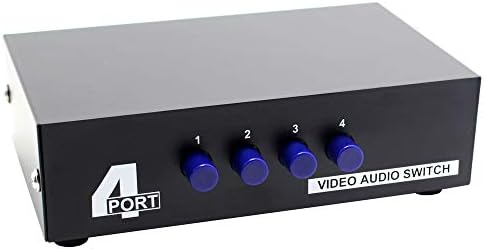 Panlong 4-Way AV Switch RCA Switcher 4 in 1 Out Composite Video L/R Stereo Audio Selector Box for DVD STB Game Consoles