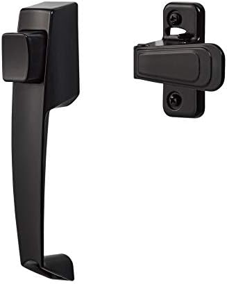 Ideal Security Door Handle with Inside Latch for Storm and Screen Doors, Black (2-Piece Set)