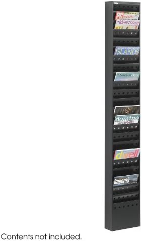 Safco 4321BL Steel Magazine Rack, 11 Pockets - Durable Wall Mounted Black Steel Construction with Optional Base - Perfect Office or School Resource Solution