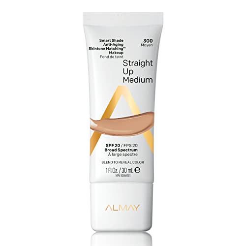 Almay Anti-Aging Foundation, Smart Shade Skintone Matching Makeup, Natural Finish with SPF 20, HypoallergenicFragrance Free, Dermatologist Tested