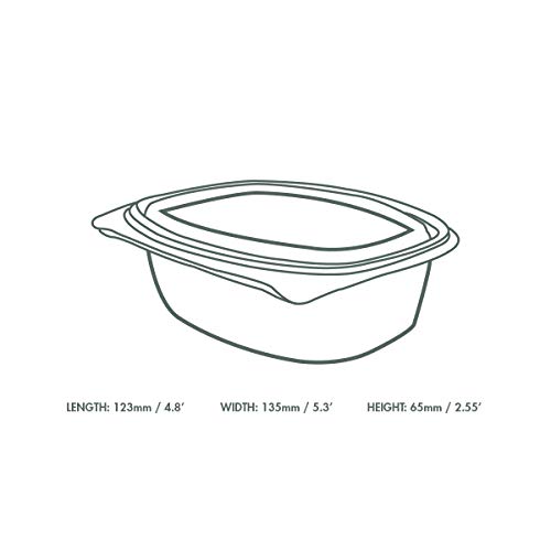 Vegware Compostable 32oz Hinged Clear Deli Containers, Case of 200, PLA Plastic Meal Prep, To Go Box With Lid, Made from PLA, A Renewable Material Made from Plants, Tight Seal for Freshness